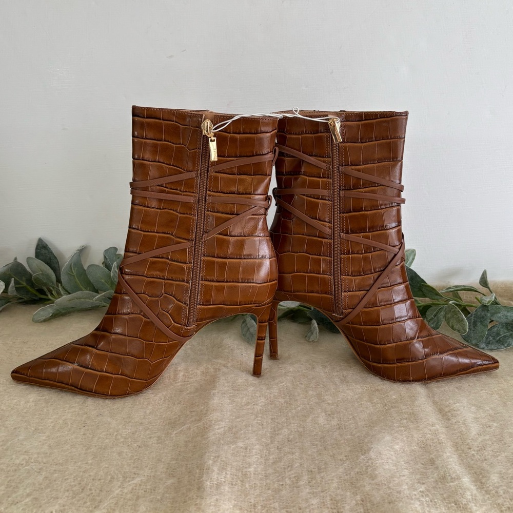 Schutz Croc heeled boots women size 8.5 brown - Picture 7 of 10
